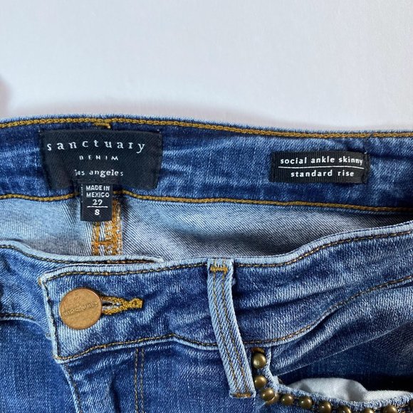 NWOT Sanctuary, blue Social Ankle Skinny Standard Rise jeans, size 8/29 - Picture 6 of 10